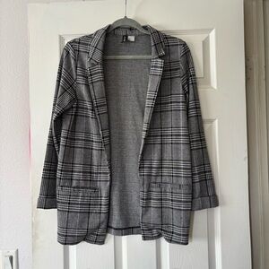 H&M Black and White Plaid Blazer